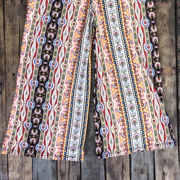 Multi Color Tie Waist Wide Leg Pants - Picture 7 of 7